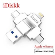 

IDISKK Multifunctional Flash Drive Encrypt Documents USB 3.0 Memory Stick 64GB OTG Pendrive 32GB for Apple/Android/Type c/PC