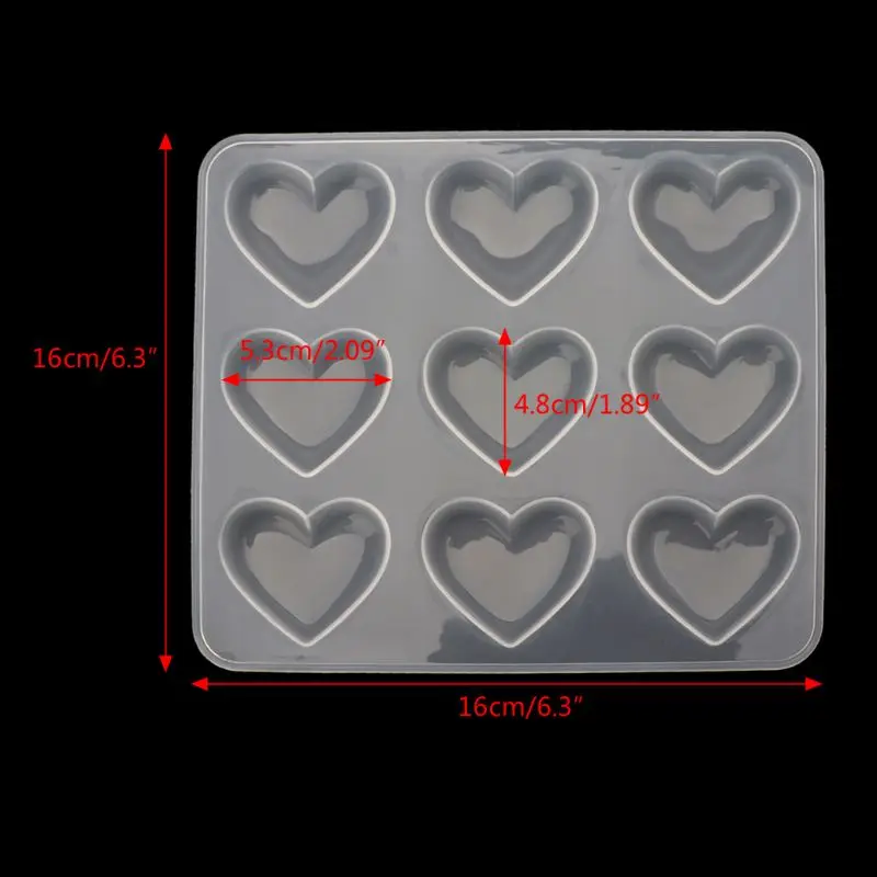 Силиконовые формы 9 шт. Сердце DIY Эпоксидной смолы ремесла для изготовления украшений вручную инструменты зеркало, кристалл Торт Помадка