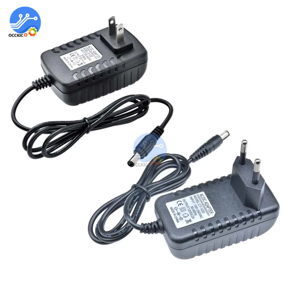 

Power Adapter 12V 2A US/EU Adaptor AC 100-240V To DC 12V 2A 24W Charger Supply Universal Switching Inteligente Adapter 5.5X2.1MM