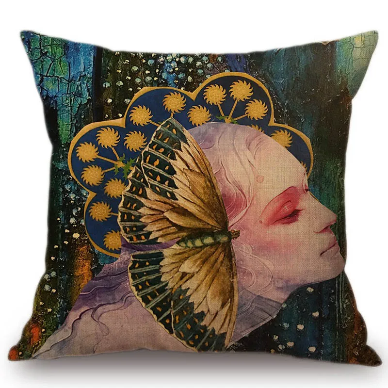 Klimt Mucha стиль Nouveau искусство модный диван стул декоративная подушка чехол девушка