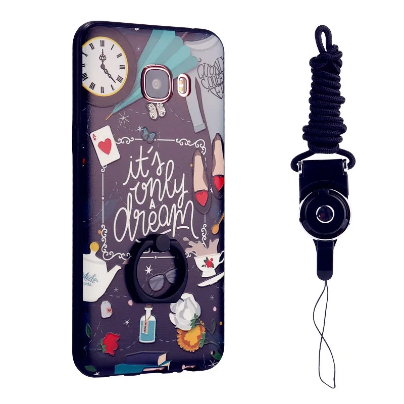 

3D Relief Phone Case For Samsung Galaxy C5 C7 C9 Pro S7 S7 Edge For S8 S8Plus S9 S9Plus Note 8 Back Cover For With Finger Ring