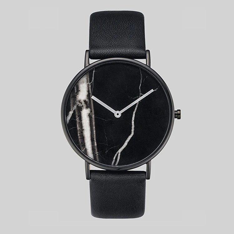 Женские часы, женские нарядные часы, простые Стильные Часы с мраморным циферблатом, мужские женские тонкие кожаные аналоговые классические повседневные наручные часы - Цвет: Black Marble 2
