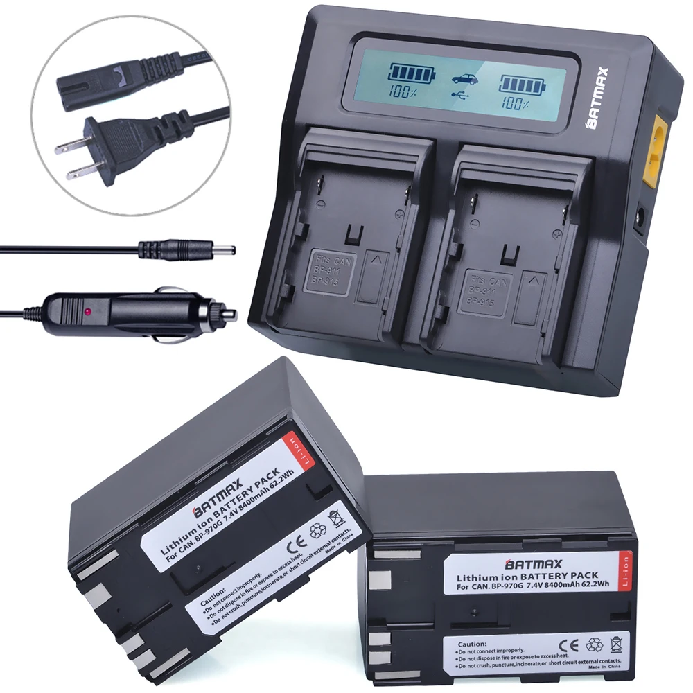 2 шт 8400mAh BP-970G BP 970G BP-975 батареи + LCD Быстрый двойной зарядное устройство наборы для