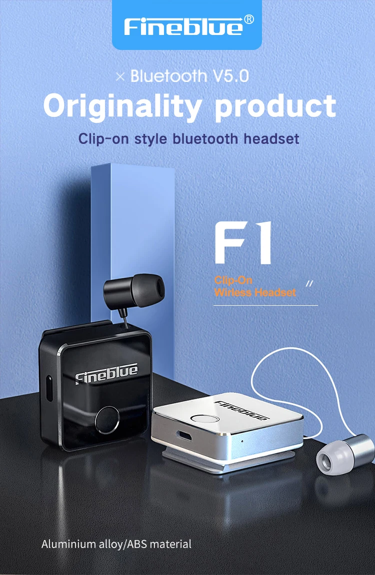 Fineblue F1 Headset Retractable Wireless Bluetooth V5.0 Collar Clip Headphones for Smartphone | astrosoar.com