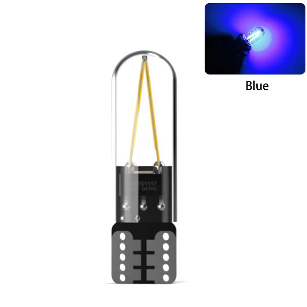Новые W5W led T10 cob стекло автомобиля светильник со светодиодными нитями на авто автомобилей Чтение купольная лампа DRL стайлинга автомобилей 12v - Испускаемый цвет: blue