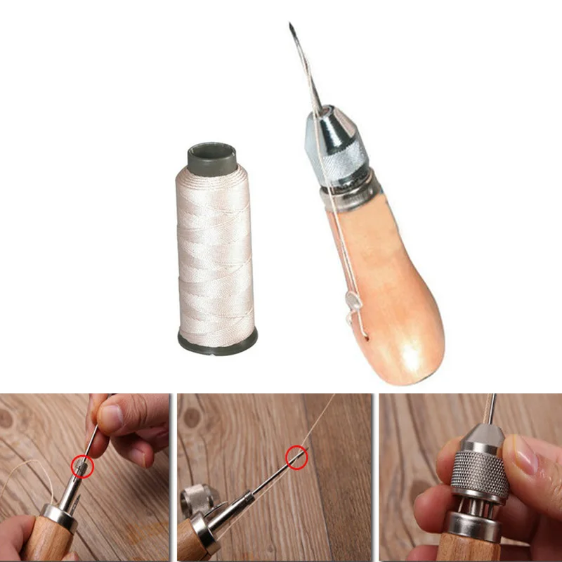 

Practical Leather Craft DIY Kit Lock Stitch Sewing Awl Thread Leather Fabric Stitch Leather Sewing Needle Tools Set