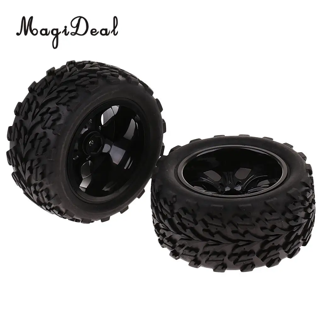 MagiDeal Rubber 4 Pieces 12mm Hub Wheel Rims Tires for 1/10 HSP HPI Traxxas Redcat RC Racing Car Crawler Truck