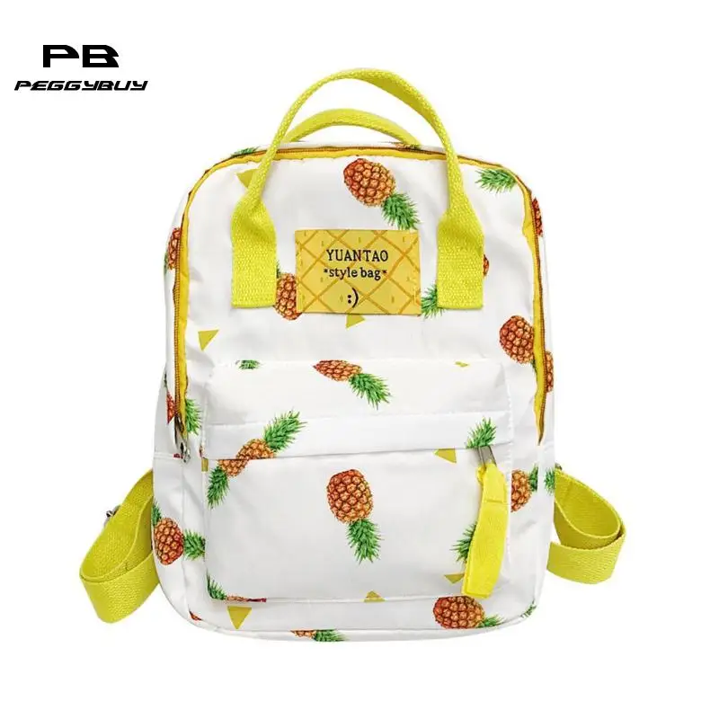 Piña impresión Mochila mujeres Casual College estilo hombro bolsos moda cremallera adolescente Mochila femenina Piña impresión Mochila mujeres Casual College estilo hombro bolsos moda cremallera adolescente Mochila femenina