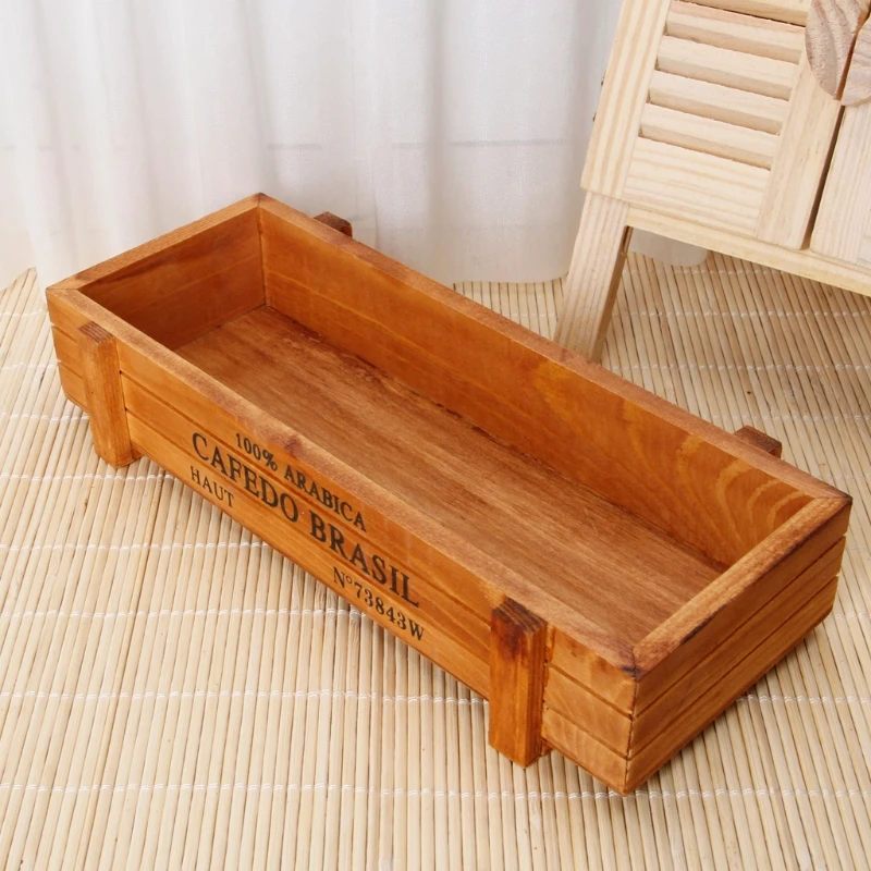 Винтажный деревянный садовый цветочный горшок для суккулентов прямоугольник корыто коробка растительная кровать