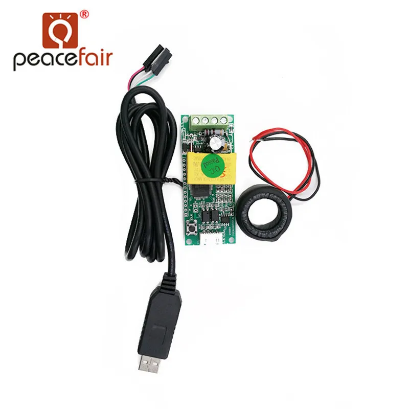 PEACEFAIR PZEM-004T однофазный мощность счетчик энергии ttl AC 220 В в 100A Напряжение Ток Вт кВтч амперметр с CT USB кабель - изображение