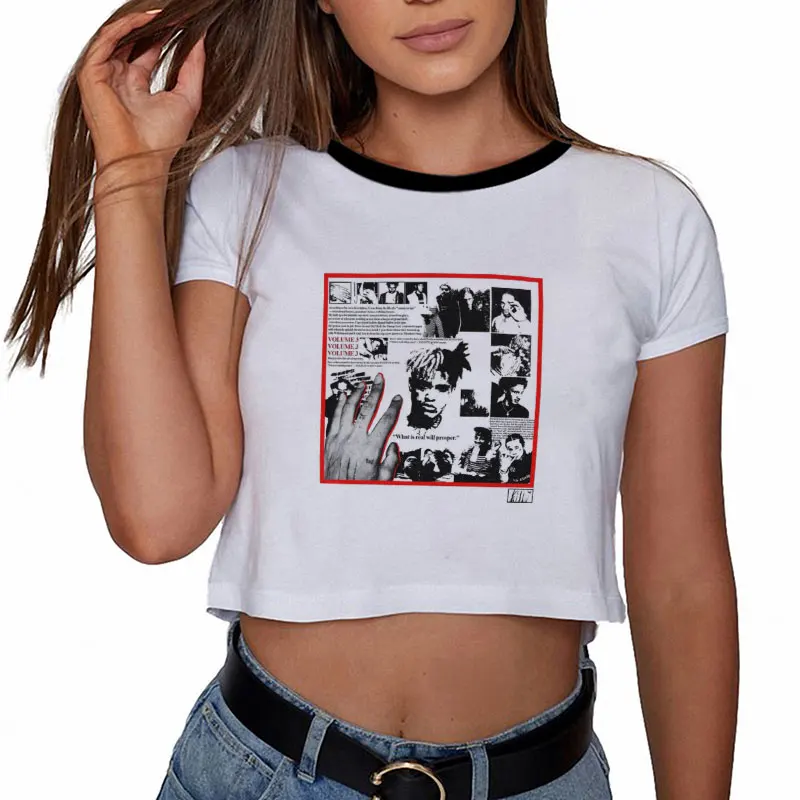 

ZZSYKD Summer 2019 Women Fashion New XXXTentacion Hip Hop Rap Streetwear Aesthetic T Shirt Women Tumblr Leisure O-neck Crop Top