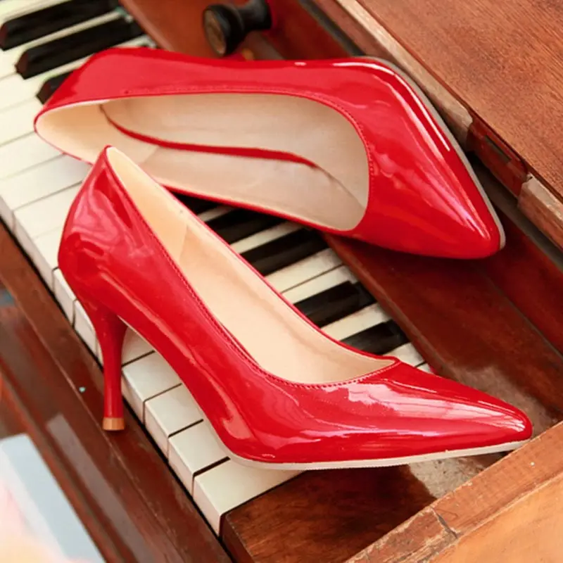 SGESVIER/Новинка года; модные женские туфли-лодочки на высоком каблуке; классические пикантные свадебные туфли на тонком каблуке; цвет белый, красный, бежевый; большие размеры 30-47; OX175