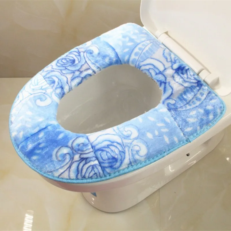Winter Toilet Seat Warm Coral Fleece Thicken Toilet Seat Cover Soft