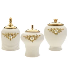 European Fashion White Ceramic Vase Embedded Diamond Furnishing Articles Modern Porcelain Vase Villa Model Houses Decoration
