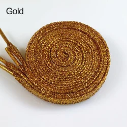 Shiny Glitter Gold and Silver Colorful Shoelaces - 16 Vibrant Colors (Gold)