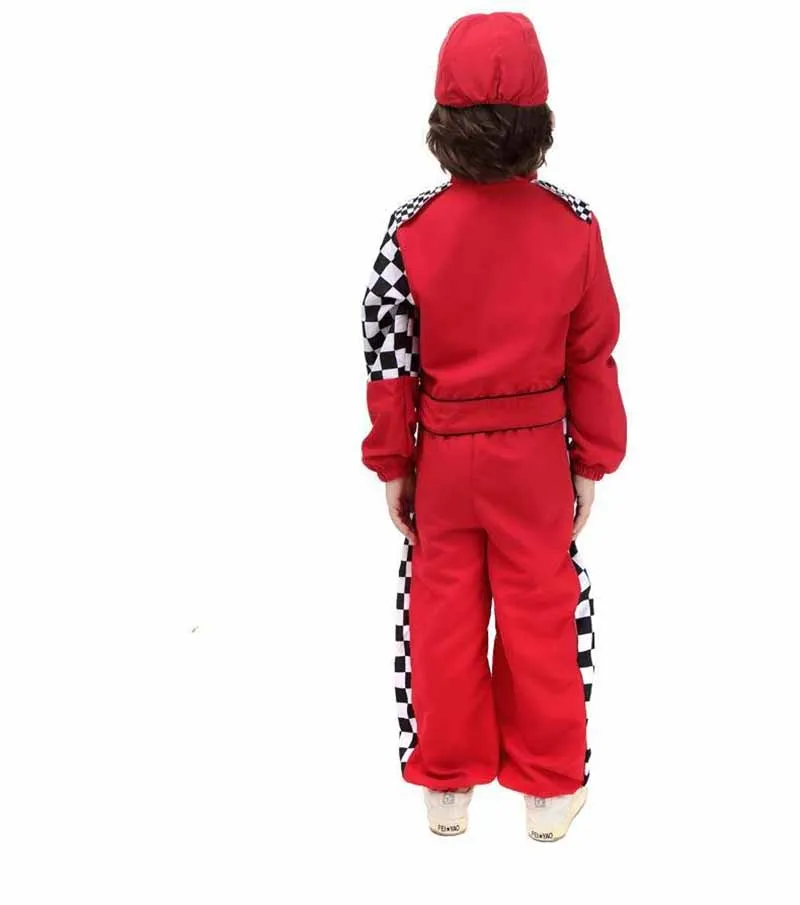 Детский маскарадный костюм на Хеллоуин, красный костюм водителя гоночного автомобиля для мальчиков, новогодний костюм гоночного водителя, нарядное платье, подарок для мальчиков