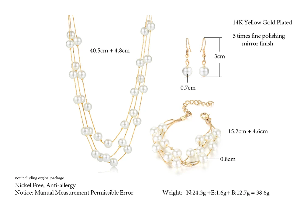 Двойной свадебный набор украшений для женщин золотого цвета, модные украшения, 3 шт. ожерелье+ браслет+ серьги S441, удивительная цена