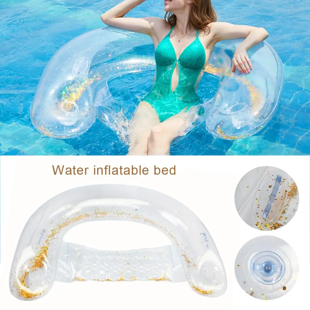 

Backrest Floating Recliner Water Inflatable Bed Swimming Floating Row Seated Clear Handrail Backrest for Outdoor Pool Lake Beach