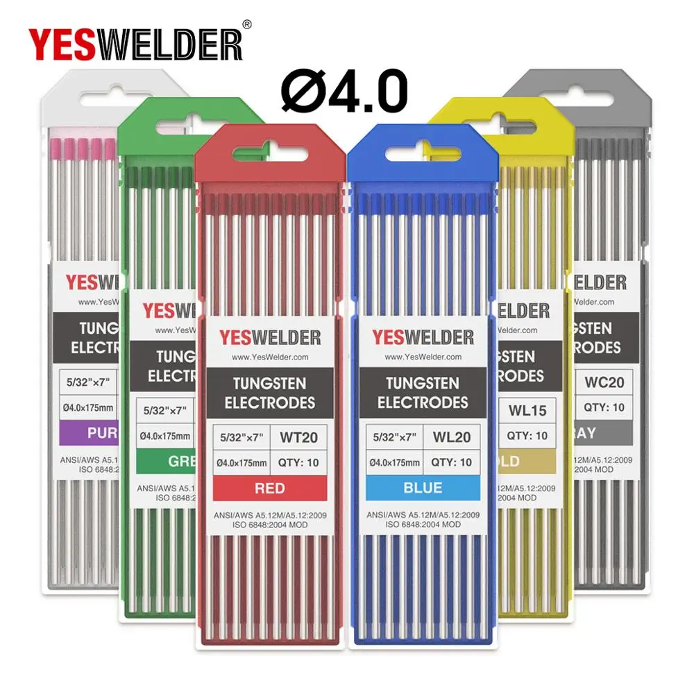 

YESWELDER Low Melting Rate Tungsten electrode TIG Rod 1.0/1.6/2.4/3.2/4.0*175mm Mixed Diameter Packaging