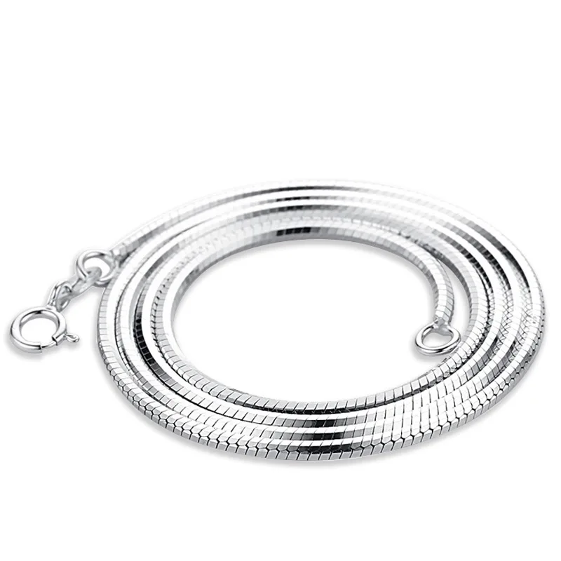 

Super Men's Snake Chain Genuine Solid Sterling Silver Long Chain White Gold Cover Never Fade Excellent Chain Jewelry