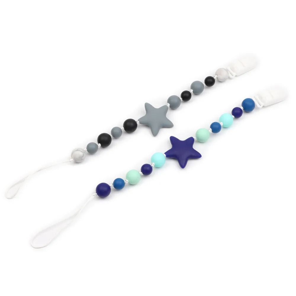 TYRY.HU Pacifier Chain Clips Silicone Beads Pacifier Holder Accessory For Nipples Baby Chew Toys Silicone Teething Holder