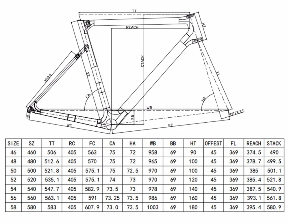 Excellent 2019 super light almost 800g one-piece Road carbon bicycle frame 46/48/50/52/54/56/58cm road bike monocoques frame 1