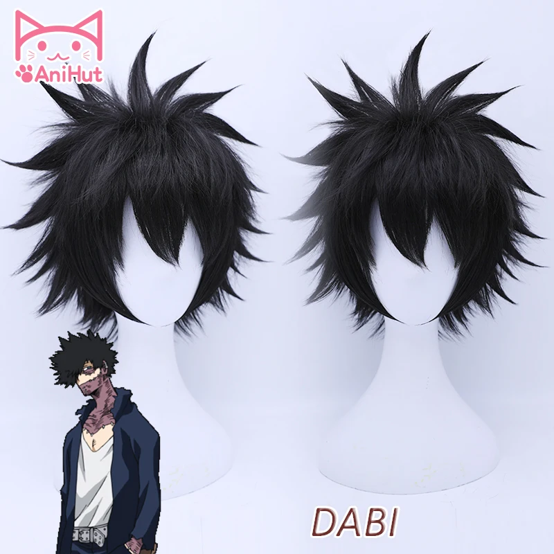 AniHut Dabi My Hero Academy косплей парик синтетические черные волосы Аниме Boku No Hero Academy косплей парик Dabi волосы термостойкие