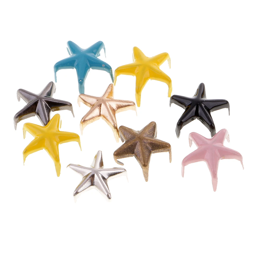 100pcs Metal Star Studs Claw Rivet Leathercraft Punk for Bags Jeans Belt Decoration
