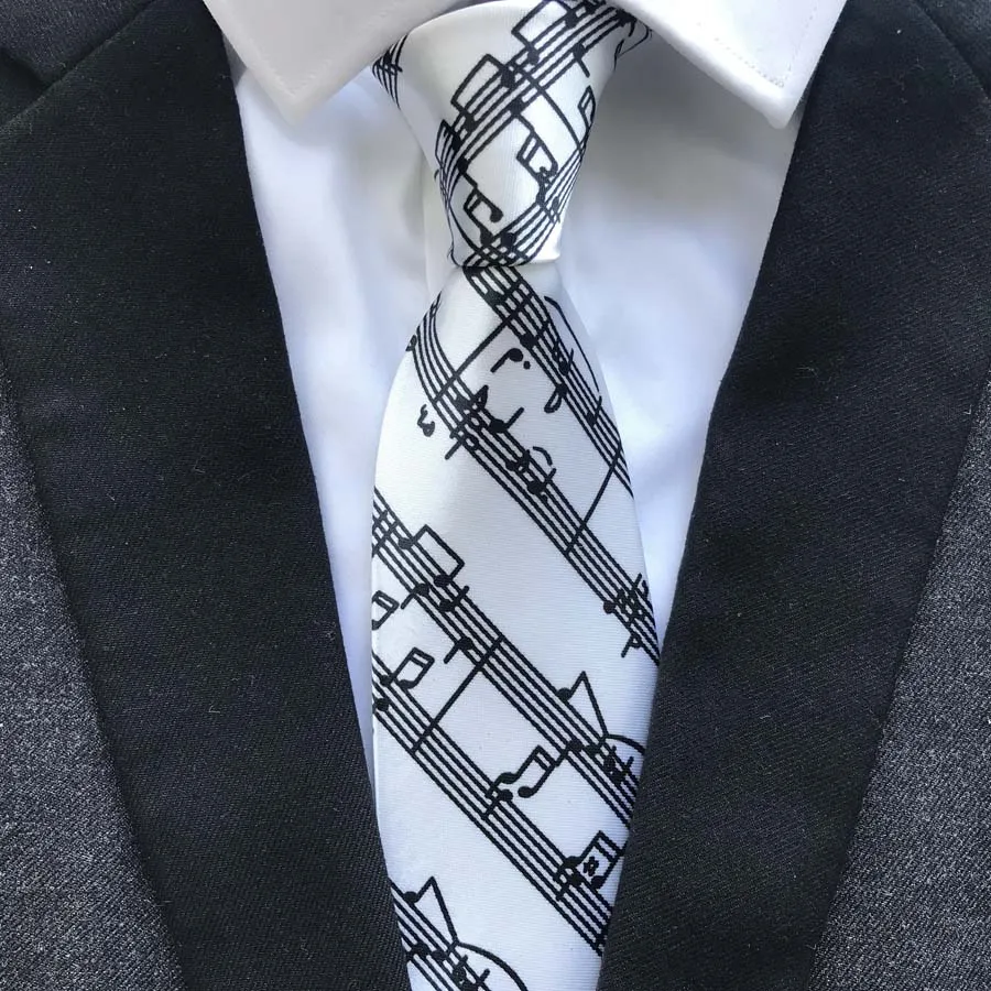 9 см мужской формальный дизайнерский музыкальный галстук-певица Галстуки гравата для вечерние - Цвет: Белый