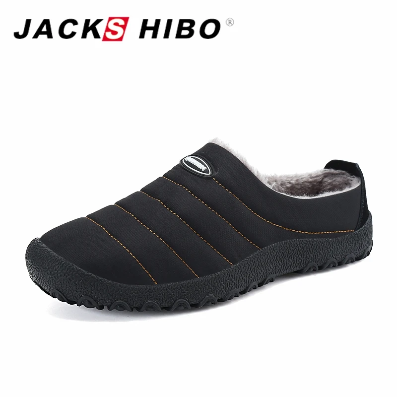 

JACKSHIBO Winter Plush Men Slippers Big Size Slides Shoes Men's Home Slippers Unisex Fleece Warm Fur Thicken Cotton-padded Shoes