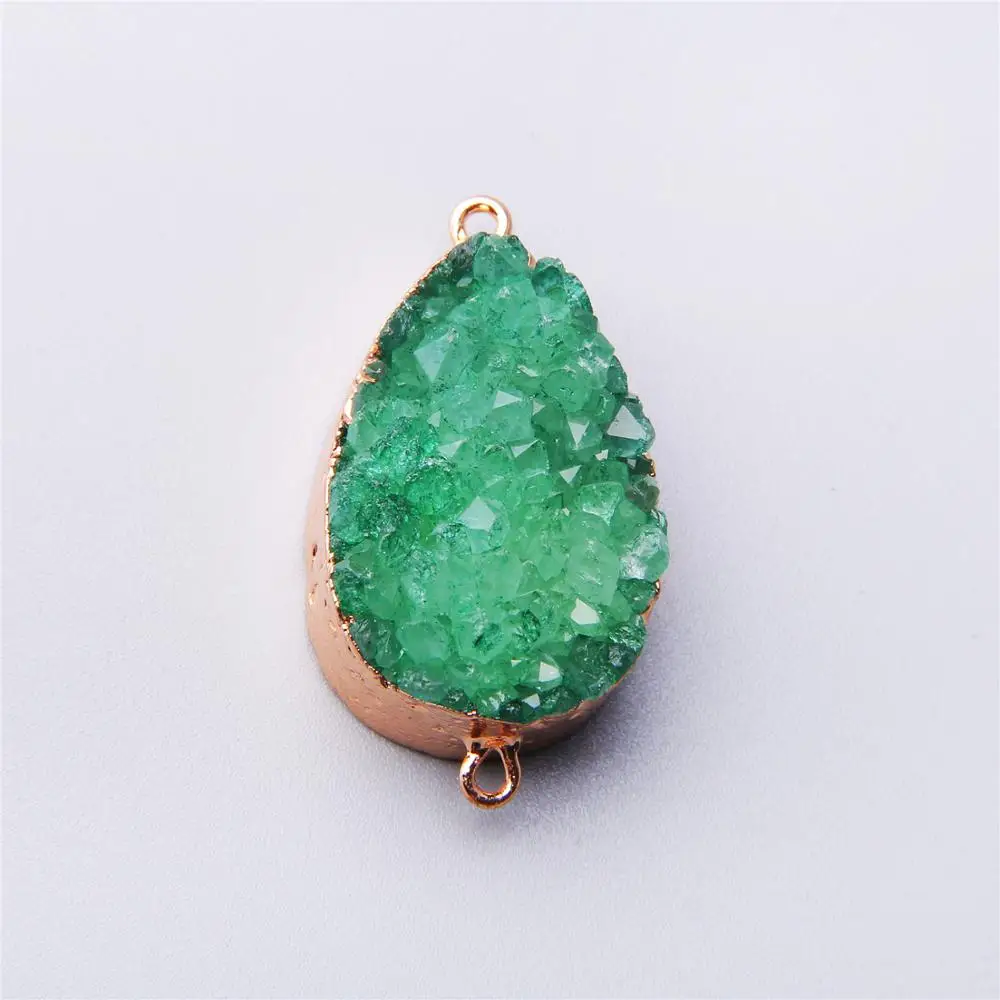 Нерегулярные Агаты Druzy Подвески Зеленые хрустальные подвески Золотая рамка
