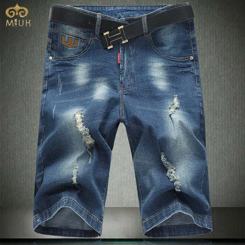 MIUK Super Large Size Cotton Denim Shorts Men 48 46 Summer Style Blue