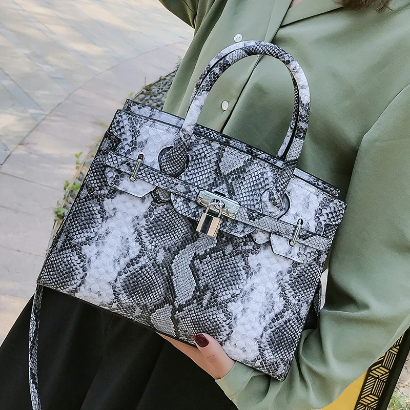

Luxury Designer Women Pu Leather Shoulder Bag High Quality Serpentine Ladies Handbags Brand Large Capacity Female Messenger Bags