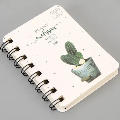 Спиральный мини-блокнот милый Карманный Дневник Книга A7 линия бумажный блокнот для школьных принадлежностей канцелярский магазин оптом - Color: cactus 4