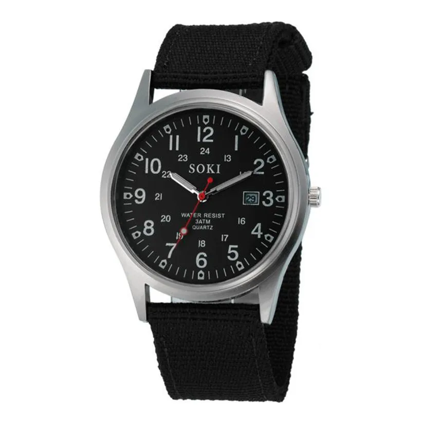 

Quartz Watches Men SOKI Fashion Simple Style Wrist Watches Stainless Steel Case Military Army Men's Date Watch Wholesale 50M05