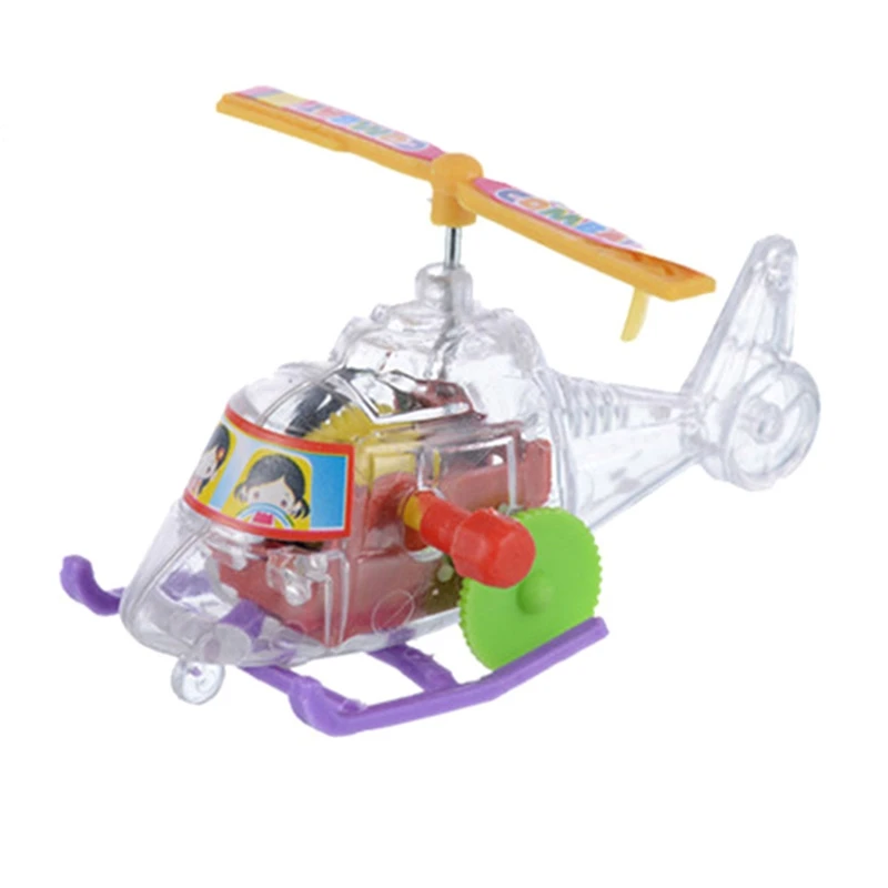 

1Pcs Random Somersault Running Clockwork Transparent Aircraft Wind Up Toy Colorful New Baby Funny Plane Toys