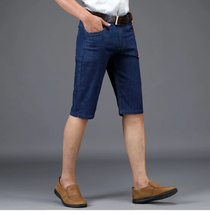 2019 новые летние Стиль большой Размеры Для мужчин's джинсовые шорты мужские, Бизнес Повседневное Стрейчевые тонкие брендовая одежда 38 40