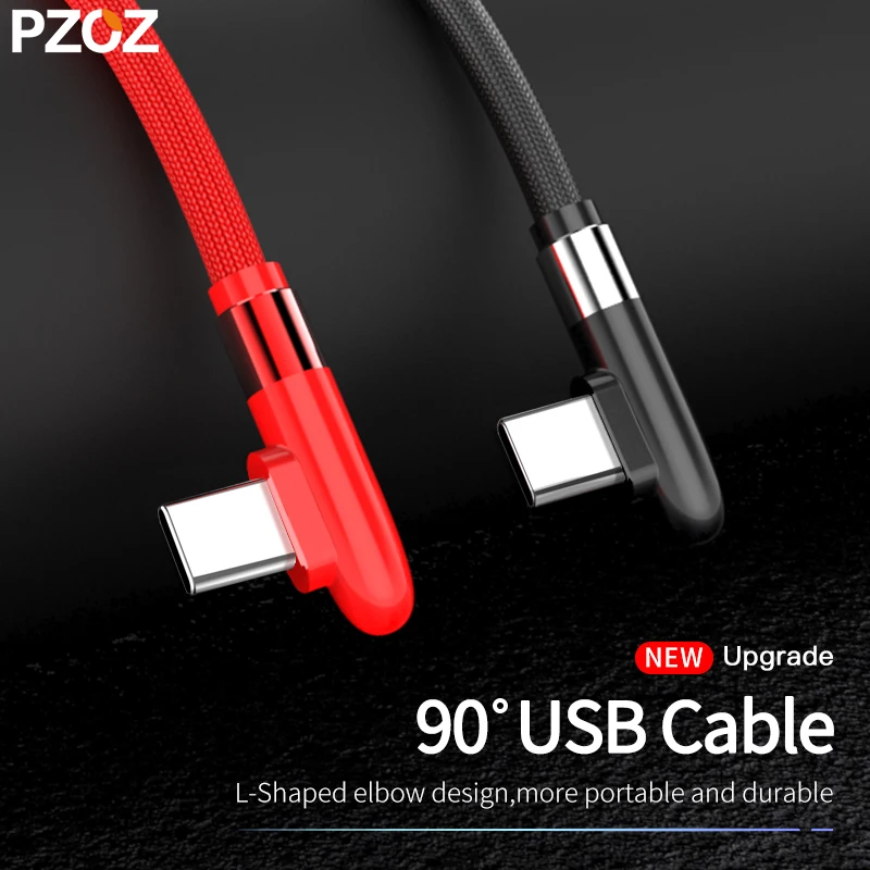 PZOZ 90 градусов кабель с разъемом usb type c для быстрой зарядки зарядного устройства