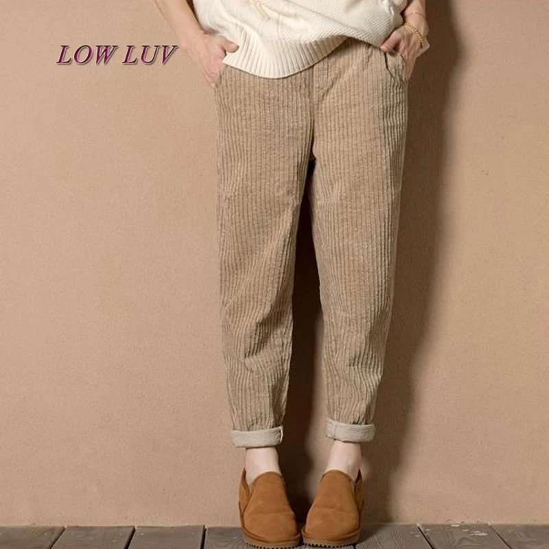 

Winter Pants Pantalon Femmes Harem Pants Wide Leg Casual Loose Full Length Cross Pants for Women Thick Corduroy Pants