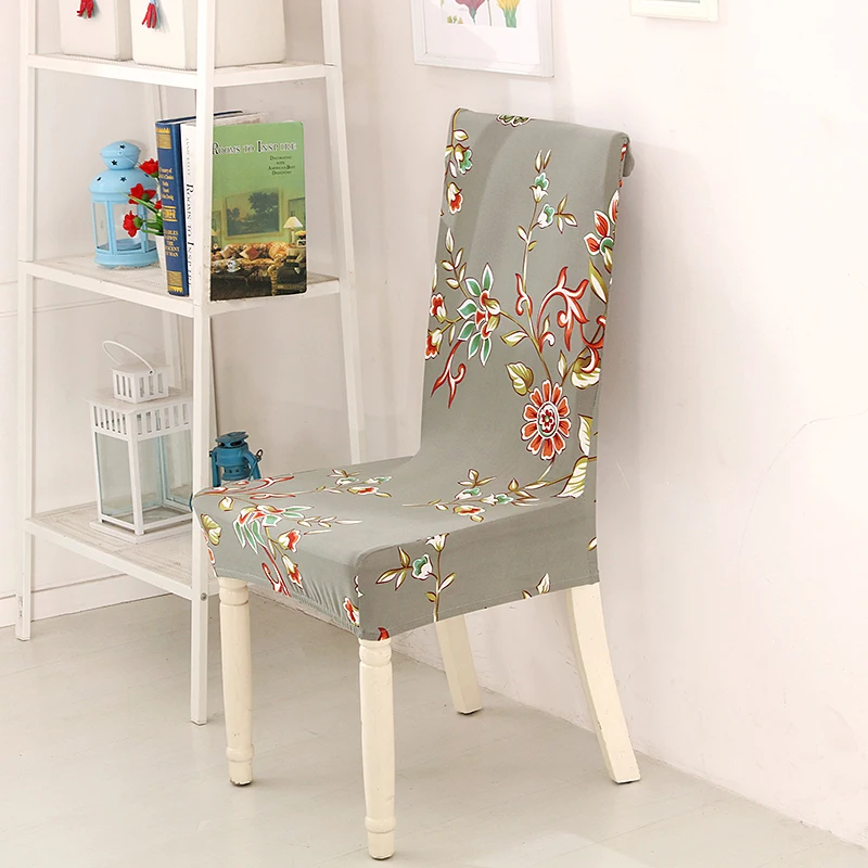 

Printing Removable Chair Cover Big Elastic Slipcover Modern Kitchen Seat Cover Stretch Chair Cover For Banquet Home Decor
