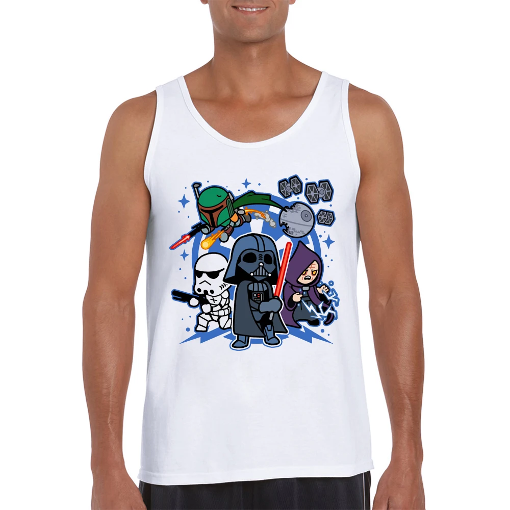

2019 New Arrivals Fashion Men Tank Tops Darth Vader and Friends Printed Male Tee O-Neck Casual Vest