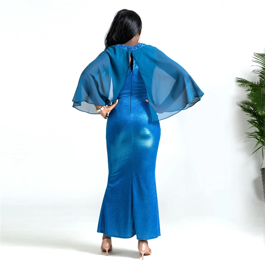 BAIBAZIN New African sleeveless mesh openwork fishtail dress elegant elegant dress Plus size L-XXL