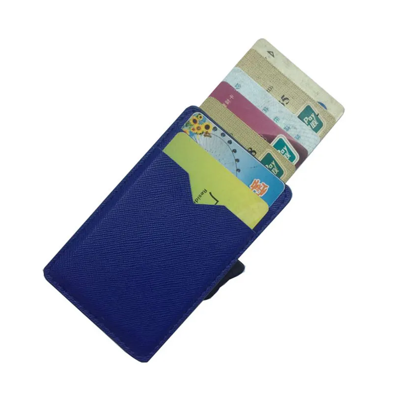 

Bycobecy New RFID Side Push Metal Card Package Anti-theft Brush Aluminum Card Case Creative Mobile Phone Business Card Holder