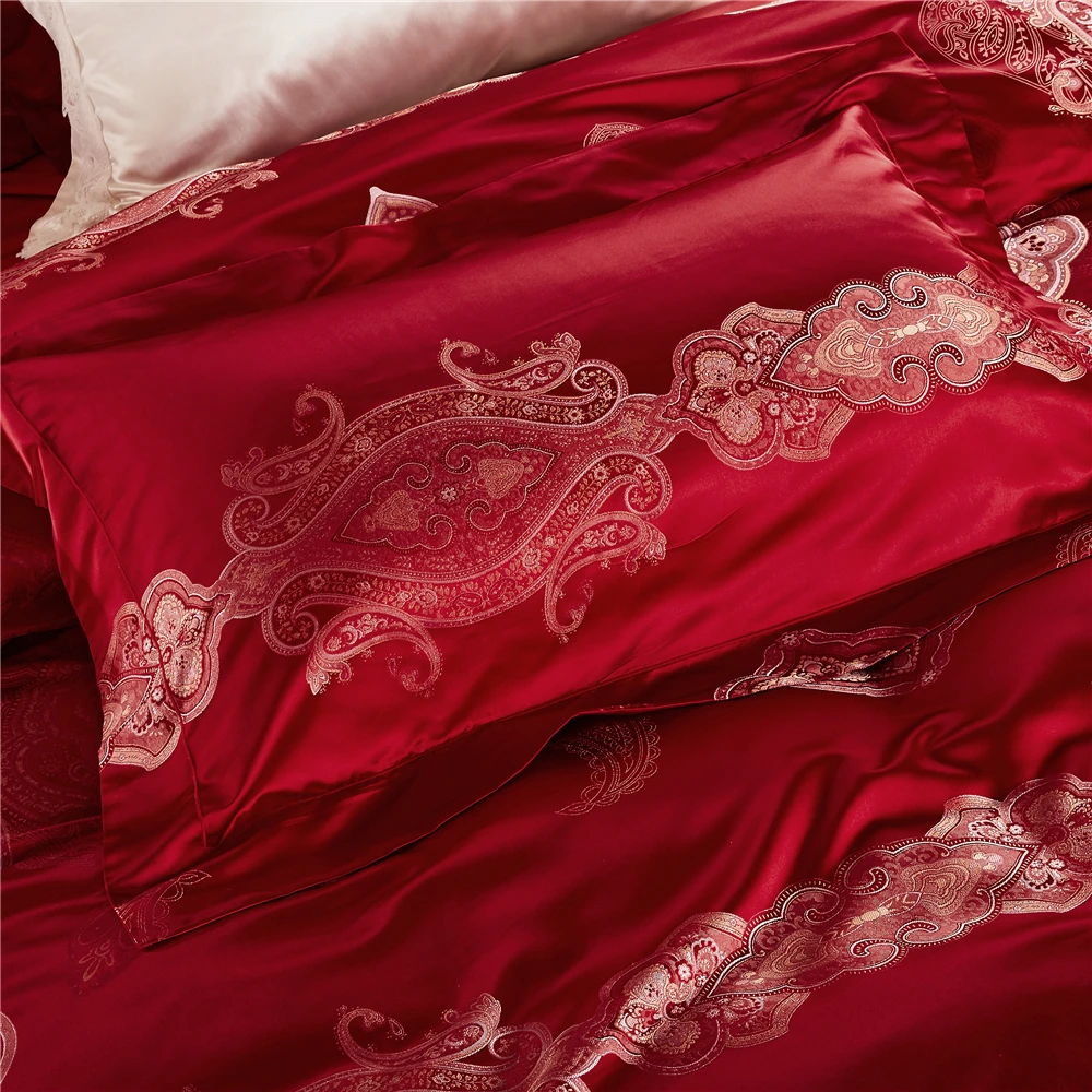 الغزل مصبوغ الجاكار 4 قطع الفراش مجموعات 25 Momme النقي طويلة مجدولة التوت الحرير القطن الملك حجم طاقم غرفة نوم الباروك بيزلي الغزل مصبوغ الجاكار 4 قطع الفراش مجموعات 25 Momme النقي طويلة مجدولة التوت الحرير القطن الملك حجم طاقم غرفة نوم الباروك بيزلي