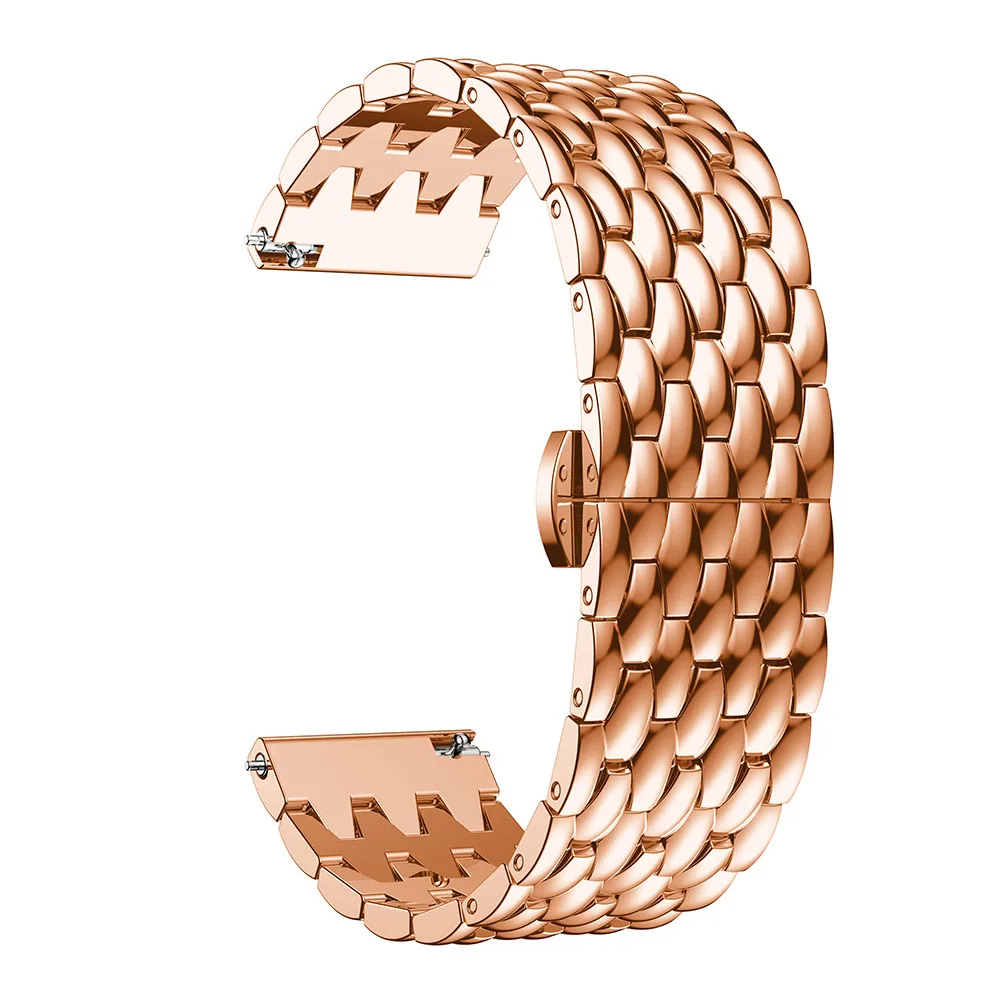 For Huami Amazfit GTR 47mm Stainless Steel Band Strap Alloy Metal Replacement Watch Band Dragon Scale Bracelet Wristband 22mm - Цвет ремешка: Rose gold