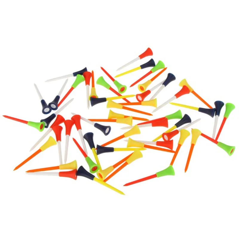 

6 PCS Golf Tools 83mm Multicolor Plastic Golf Tees Rubber Cushion Golf double golf nails