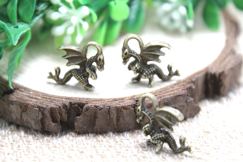 20pcs bronze tone Dragon Charms 3D Dragon Pendants Fantasy Charms