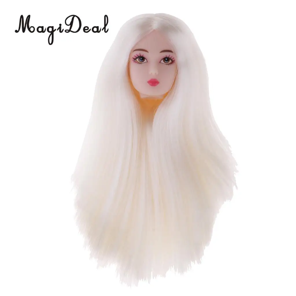 1/6 Female Action Figures BJD Head Sculpt White Hair DIY Custom for DOD SD DD Dollfie Accessories