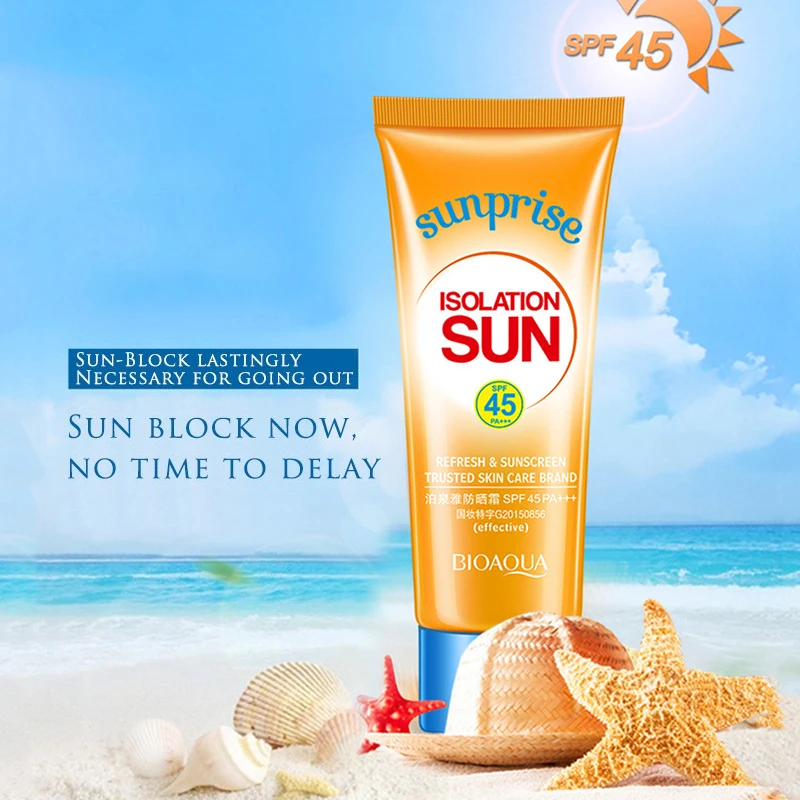Online 1 Pcs UV Tabir Surya Tubuh Tabir Surya Concealer Whitening Cream SPF 45 Wajah Tabir Surya Krim Sun Lotion Tanning Oil Isolasi TSLM1
