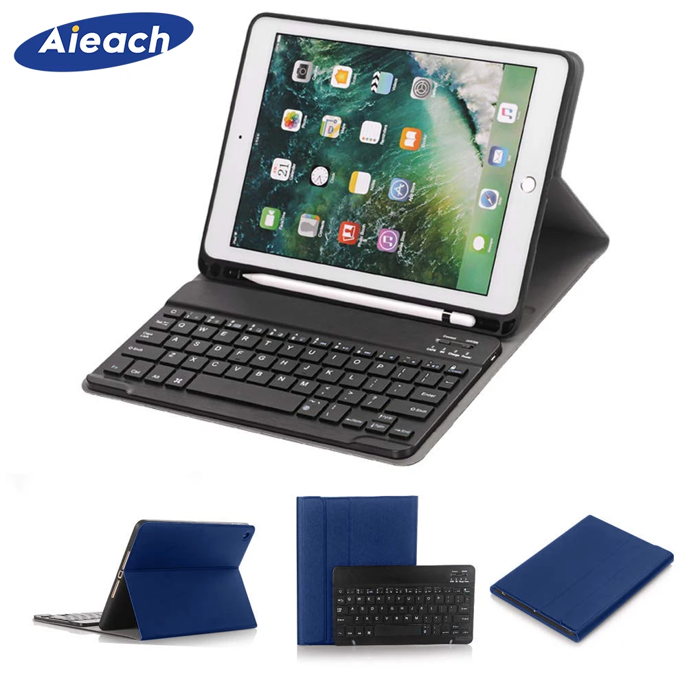 

With Wireless Bluetooth Keyboard Case For iPad Air 2 Air 1 9.7 inch With Apple Pencil Holder Smart PU Leather Cover For iPad 5 6